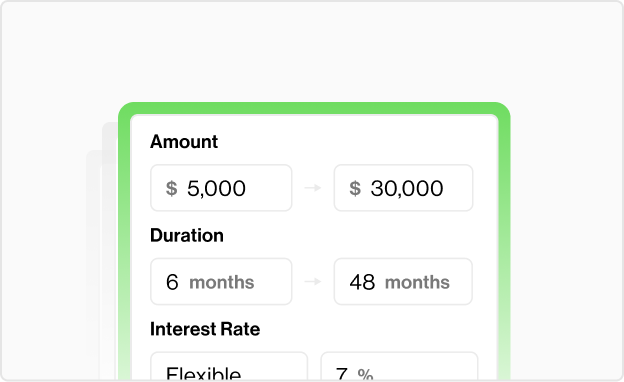 Loan simulator with amount, duration, and interest rate inputs